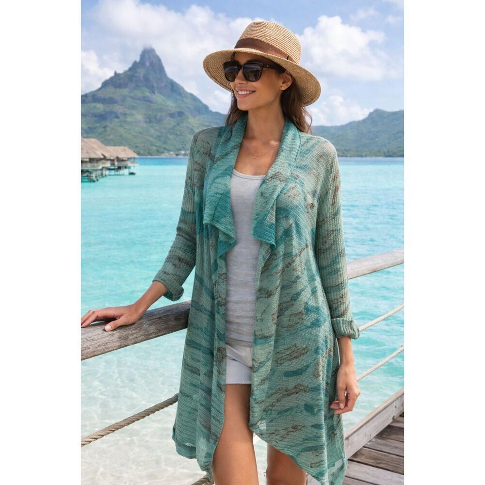 Aratta Silent Journey Women Size S Oceanwash Tie Dye Crochet Cardigan Sweater